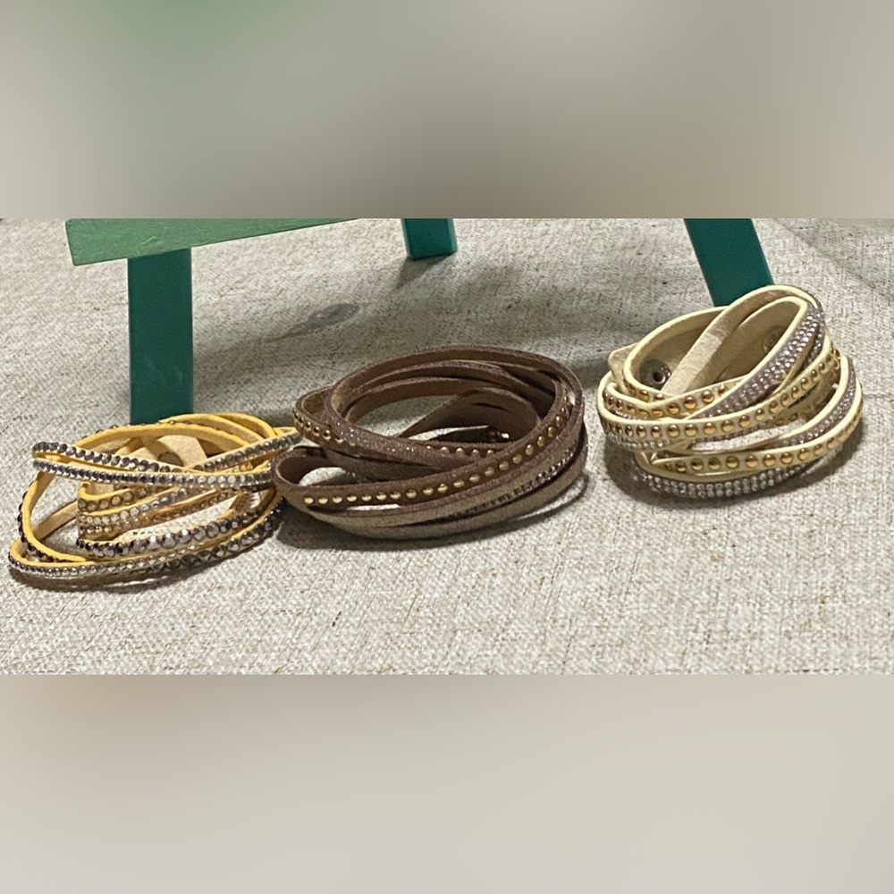 Brown Studded  faux  Leather Wrap Bracelet3